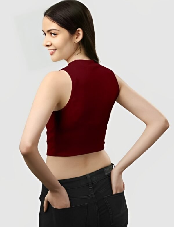 Dark Maroon Round Neck Top - Image 3