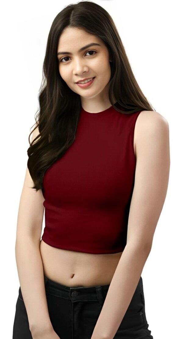 Dark Maroon Round Neck Top - Image 4