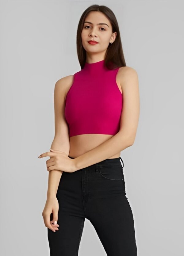 Dark pink High Neck Tops - Image 2