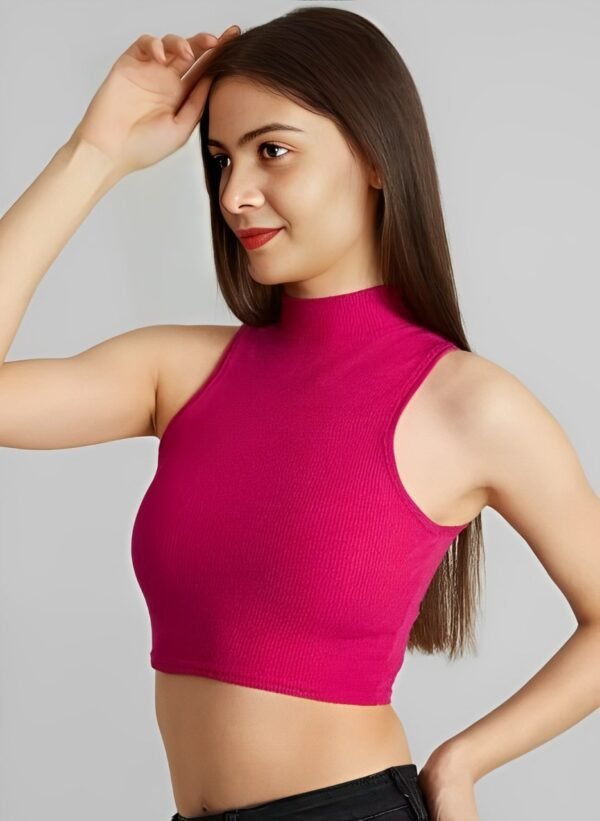 Dark pink High Neck Tops - Image 3