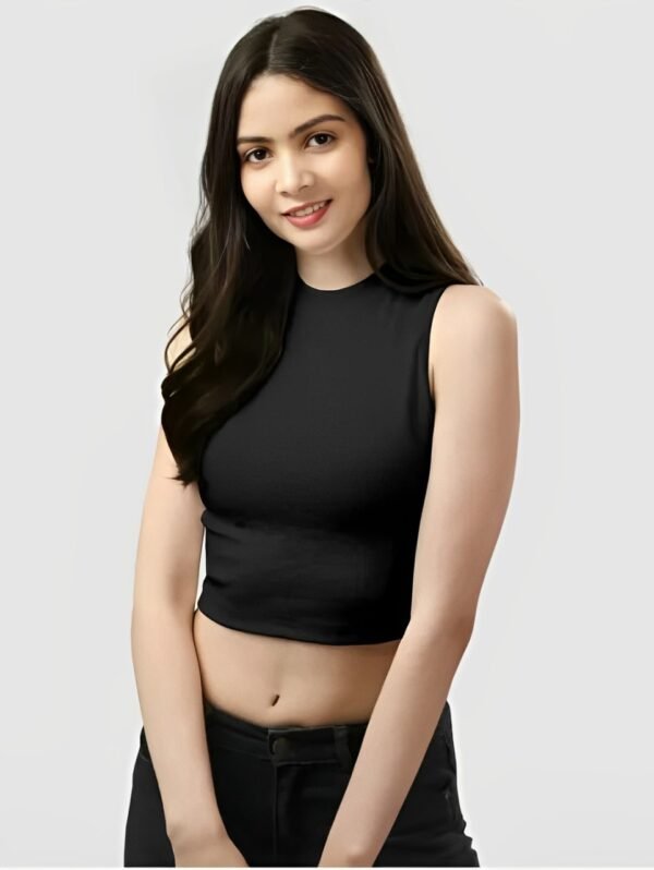 Black Round Neck Top1