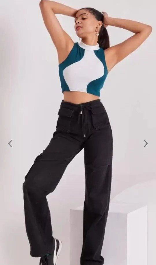 High Neck Combine Colour Tops