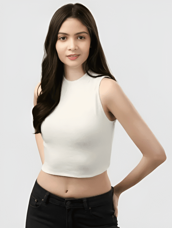 White Round Neck Top3
