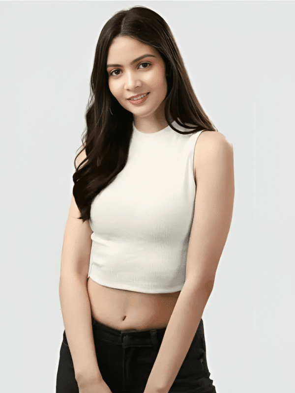White Round Neck Top4