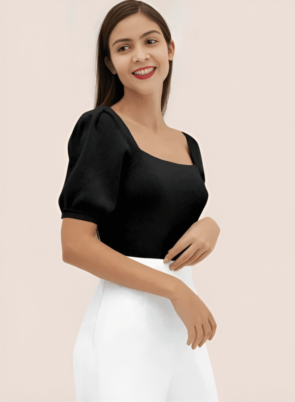 Square Neck Black top-Half sleeve - Image 3